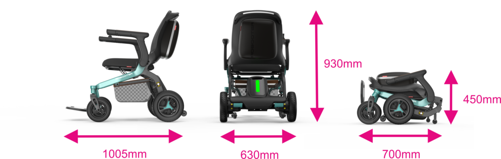 Wózek elektryczny składany Robooter E40 wymiary